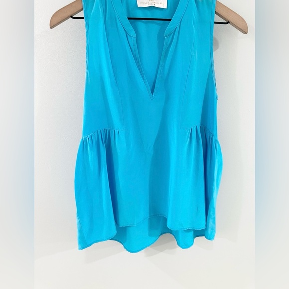 Amanda Uprichard Silk Blouse Blue Size P (Small Petite) - Picture 3 of 6